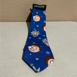 Opposuits Rick and Morty Adult Swim Christmas X-MAS Blue Snowflake Neck Tie